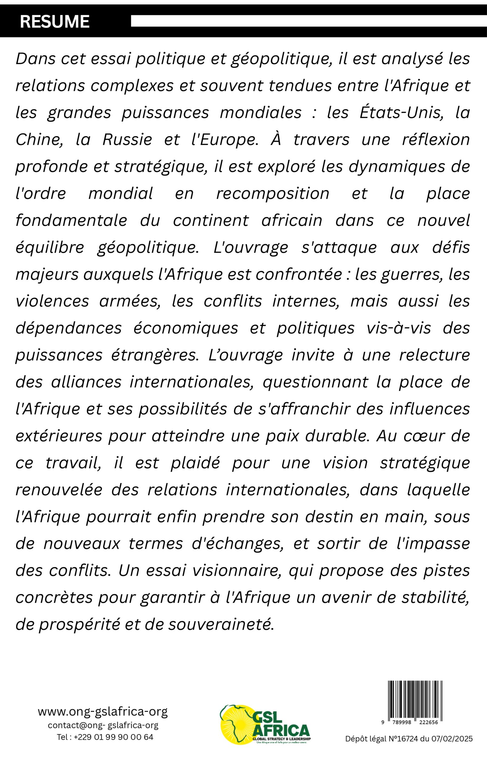 l’afrique aux amÉricains vers la fin des guerres, des conflits et des violences armÉes l’afrique aux amÉricains vers la fin des guerres, des conflits et des violences armÉes